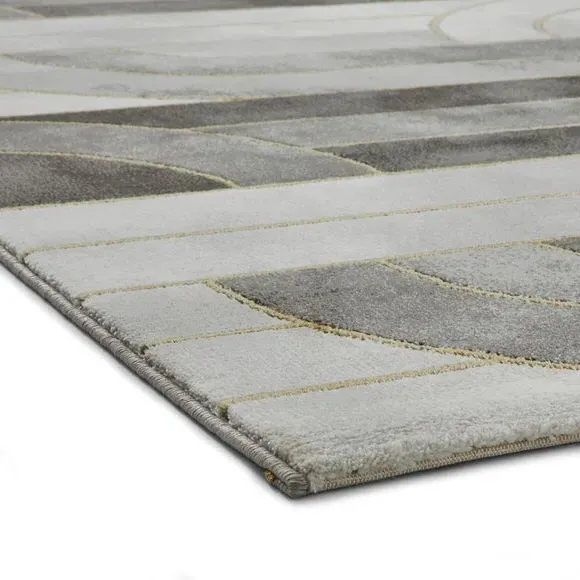 Area Rug with 3D Metallic Effect - Gold