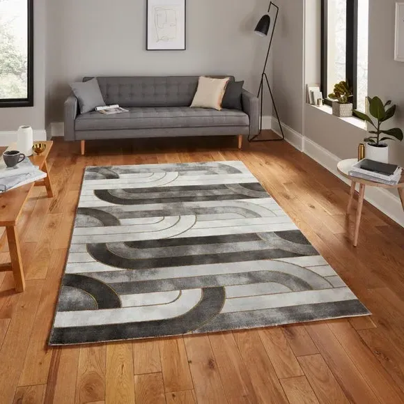 Area Rug with 3D Metallic Effect - Gold image
