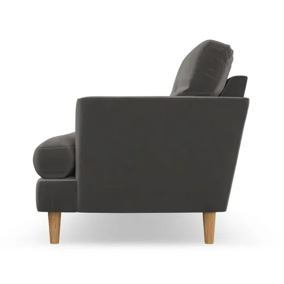 Armchair with Button Details - Charcoal, Velvet