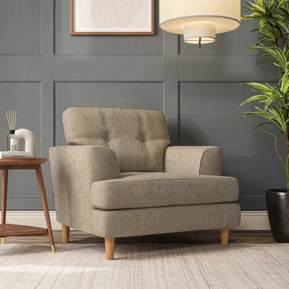 Armchair with Button Details - Honey, Weave