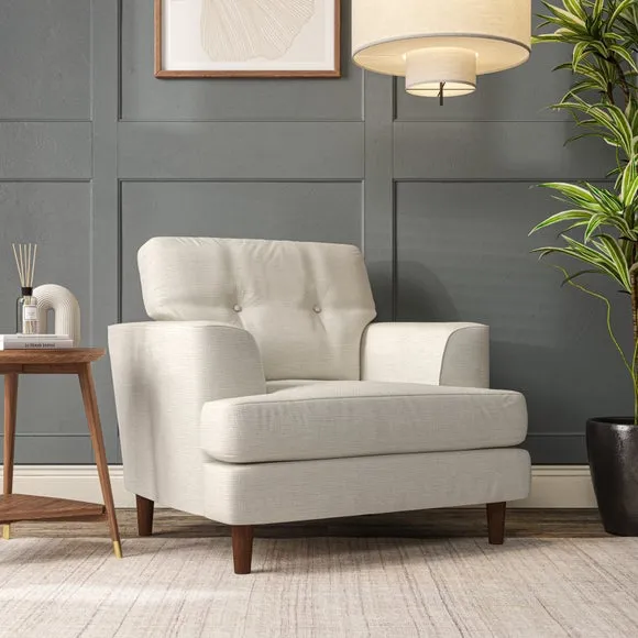 Armchair with Button Details - Ivory, Weave