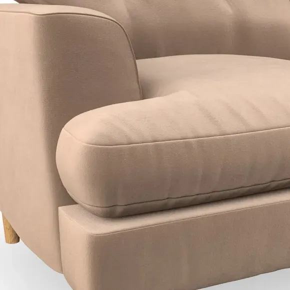 Armchair with Button Details - Taupe, Velvet