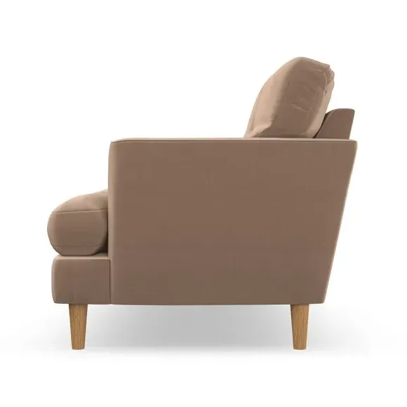 Armchair with Button Details - Taupe, Velvet