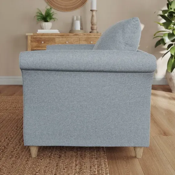 Armchair with Curved Arms - Denim, Fabric