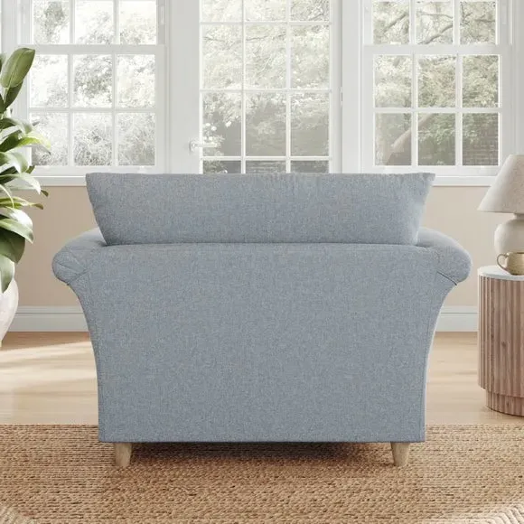 Armchair with Curved Arms - Denim, Fabric