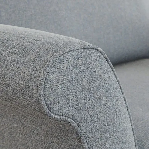 Armchair with Curved Arms - Denim, Fabric