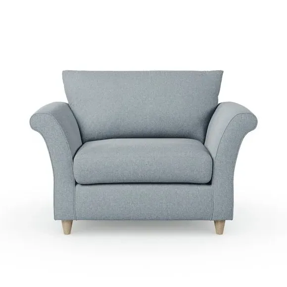 Armchair with Curved Arms - Denim, Fabric