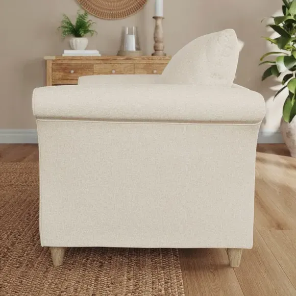 Armchair with Curved Arms - Natural, Fabric