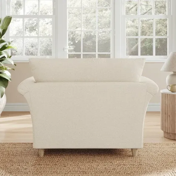 Armchair with Curved Arms - Natural, Fabric