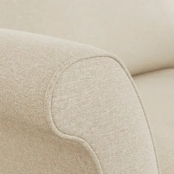 Armchair with Curved Arms - Natural, Fabric