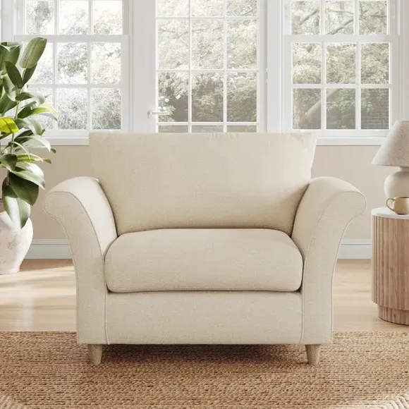 Armchair with Curved Arms - Natural, Fabric