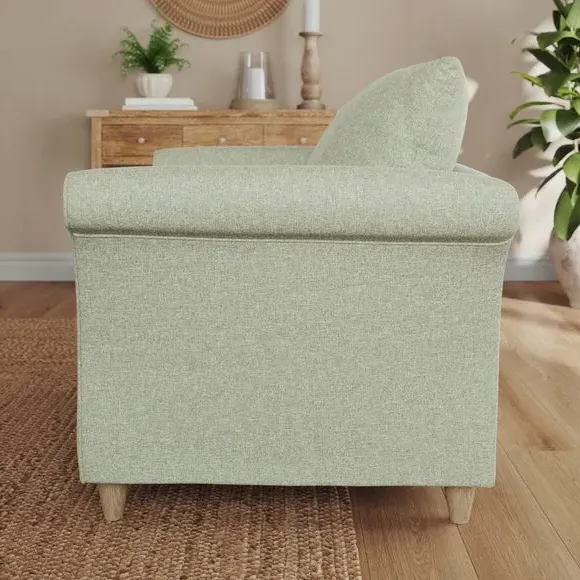 Armchair with Curved Arms - Soft Green, Fabric
