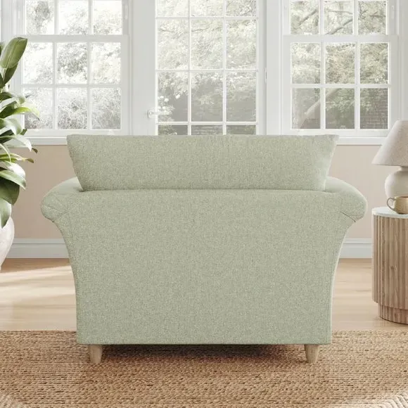 Armchair with Curved Arms - Soft Green, Fabric