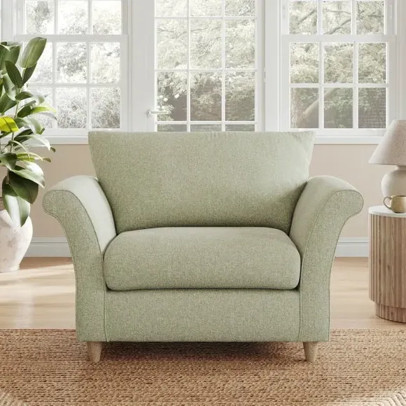 Armchair with Curved Arms - Soft Green, Fabric