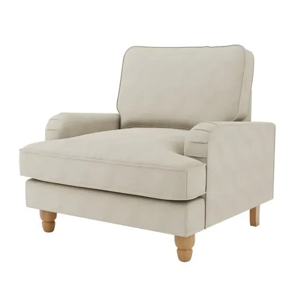 Armchair with Pleated Arms - Natural, Fabric