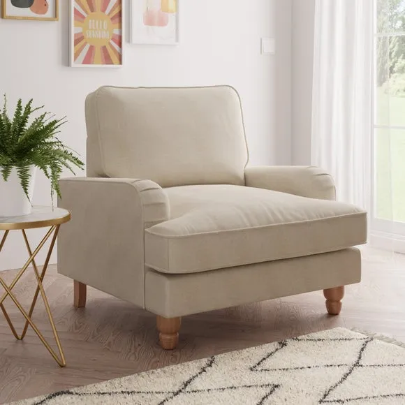 Armchair with Pleated Arms - Natural, Fabric image