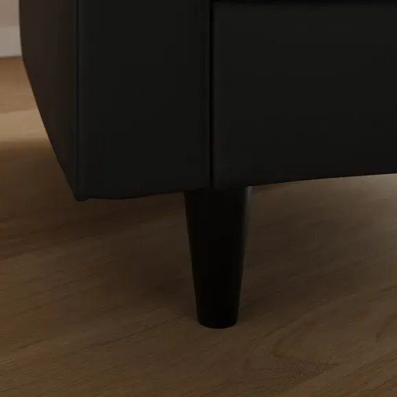 Armchair with Plush Cushions - Black, Faux Leather