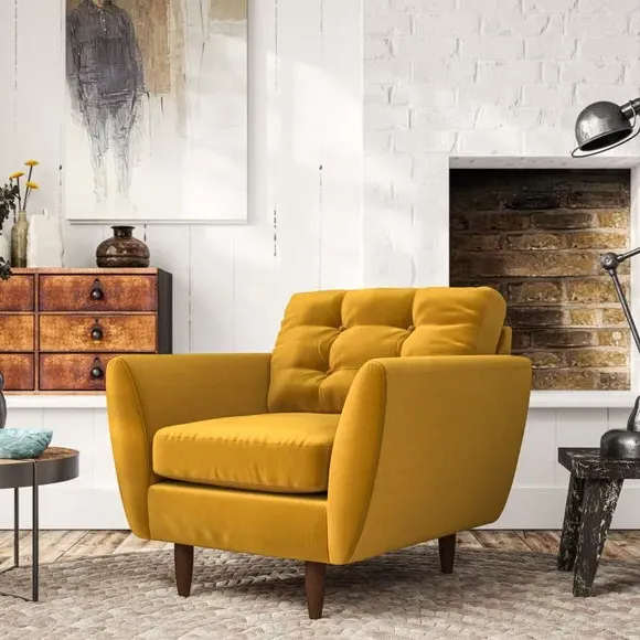 Armchair with Scatter Cushions - Amber Gold image