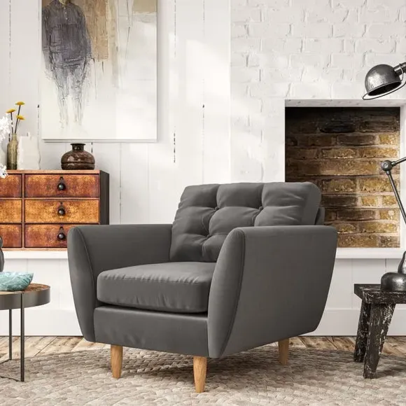 Armchair with Scatter Cushions - Charcoal