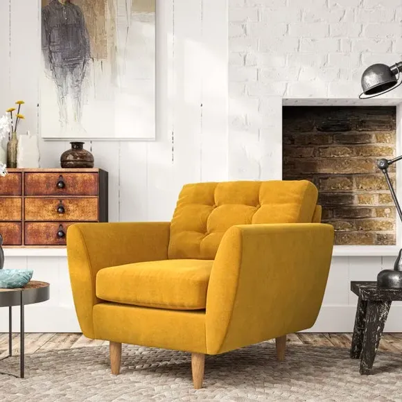 Armchair with Scatter Cushions - Old Gold