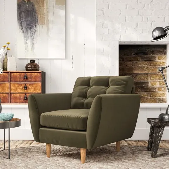 Armchair with Scatter Cushions - Olive