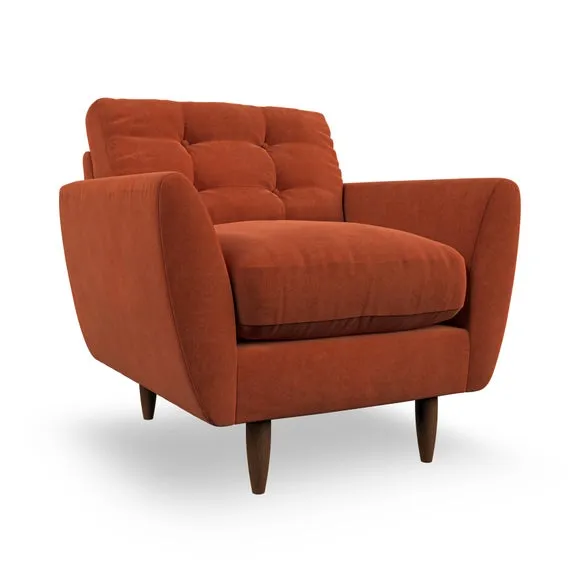 Armchair with Scatter Cushions - Orange, Velvet