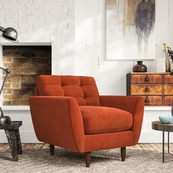 Armchair with Scatter Cushions - Orange, Velvet