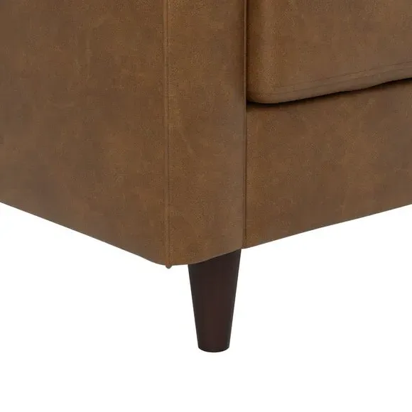 Armchair with Tufted Seat - Tan, Faux Leather