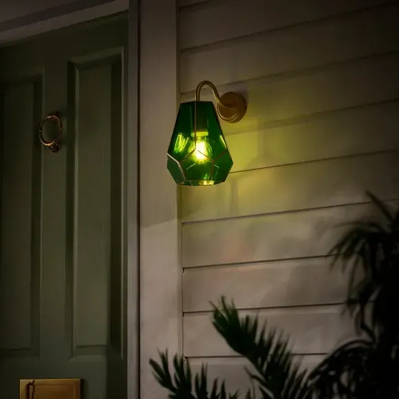 Art Deco Outdoor Wall Light - Green, Glass
