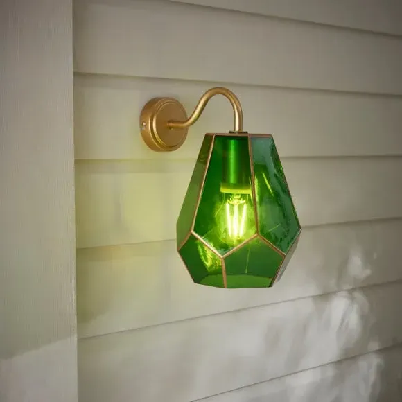 Art Deco Outdoor Wall Light - Green, Glass image