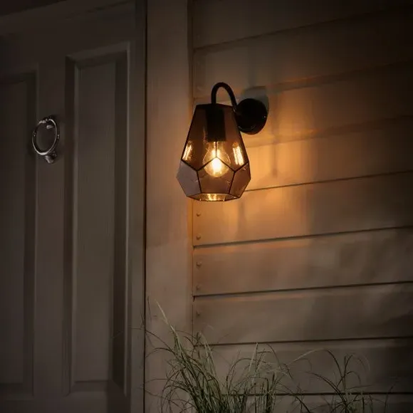 Art Deco Outdoor Wall Light - Smoke, Glass
