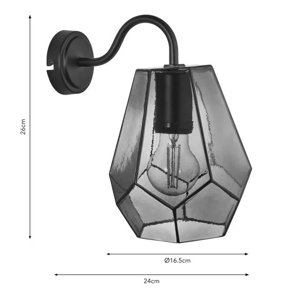 Art Deco Outdoor Wall Light - Smoke, Glass