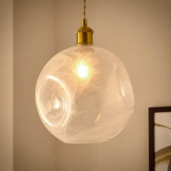 Art Deco Pendant Shade - White, Glass
