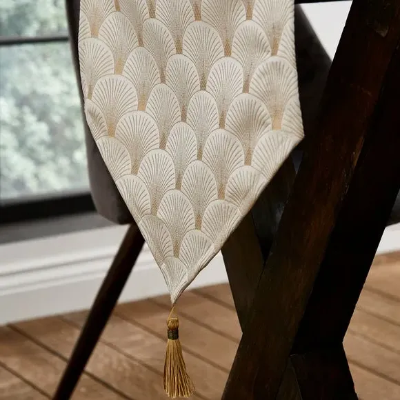 Art Deco Table Runner - Cream, Polyester