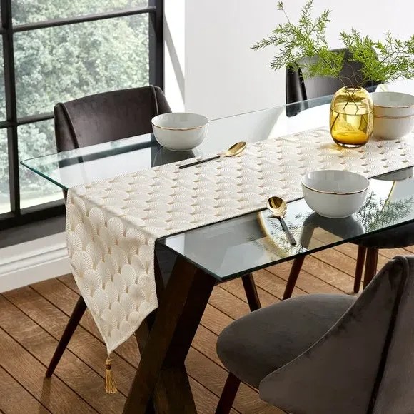 Art Deco Table Runner - Cream, Polyester image