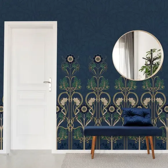 Art Deco Wall Mural - Blue