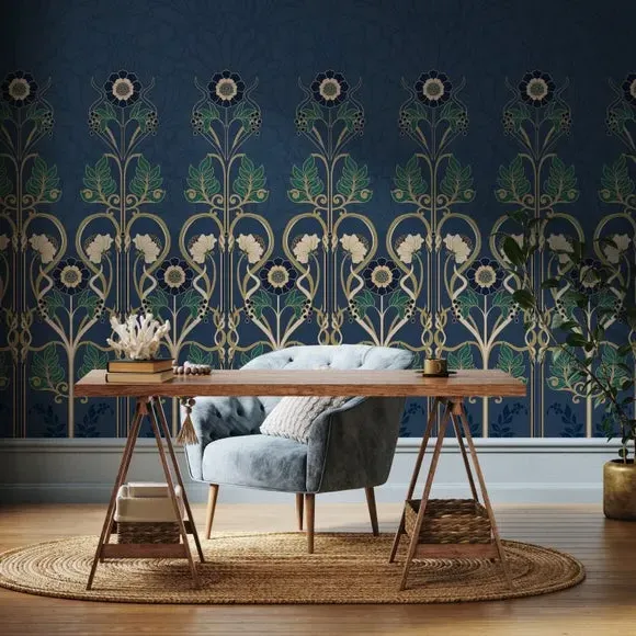 Art Deco Wall Mural - Blue