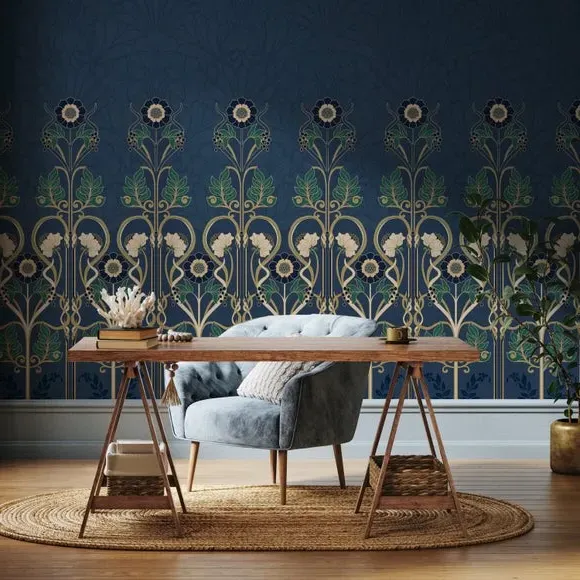 Art Deco Wall Mural - Blue