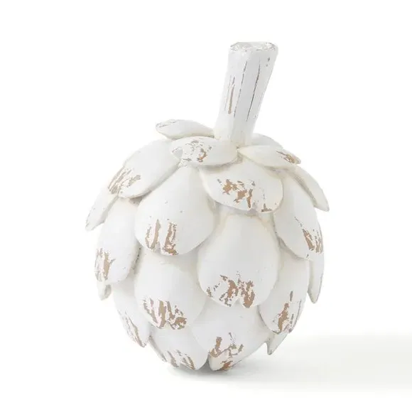 Artichoke Ornament Rustic Design - White, Polyresin