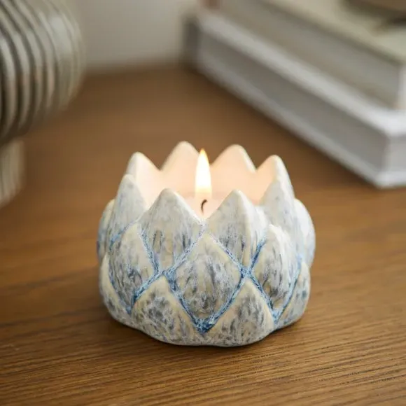 Artichoke Tealight Holder - Blue, Ceramic image