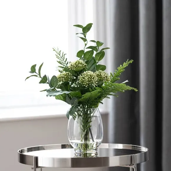 Artificial Allium Bouquet - Green, Glass Vase image