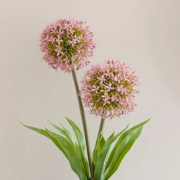 Artificial Allium Plant - Purple, Cement Pot