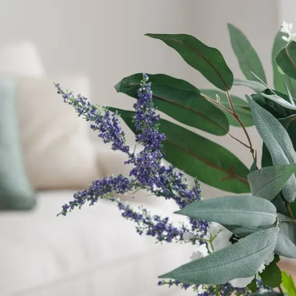 Artificial Anemone Bouquet - White, Mixed Foliage