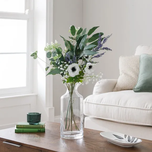 Artificial Anemone Bouquet - White, Mixed Foliage image