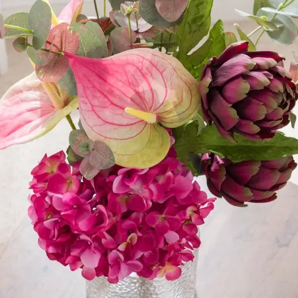 Artificial Anthurium Bouquet - Pink, Mixed Blooms