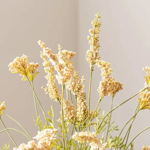 Artificial Astilbe Plant - Yellow, Woven Vase