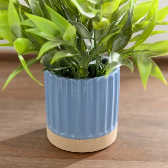 Artificial Bamboo Plant - Blue, Ceramic Pot