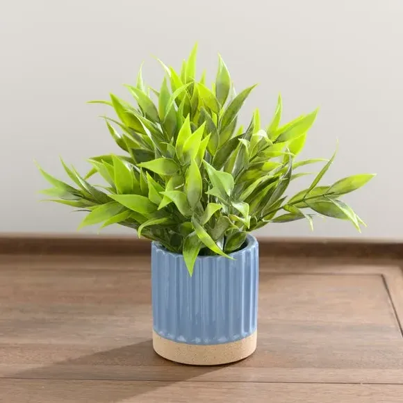 Artificial Bamboo Plant - Blue, Ceramic Pot