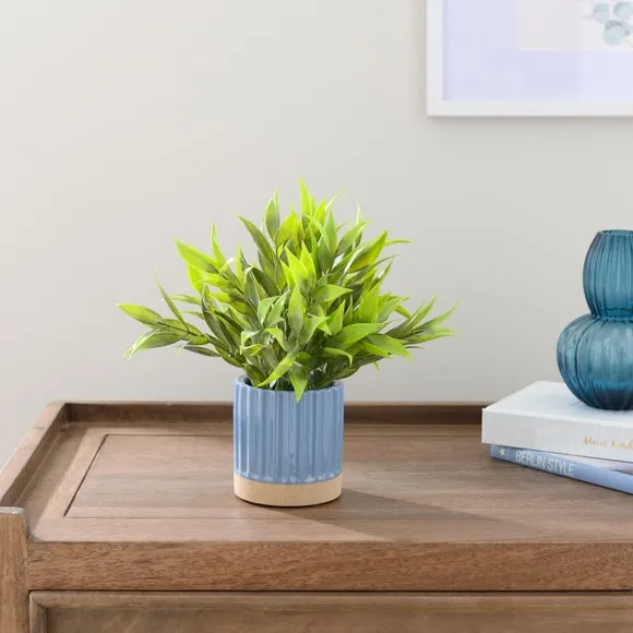 Artificial Bamboo Plant - Blue, Ceramic Pot image