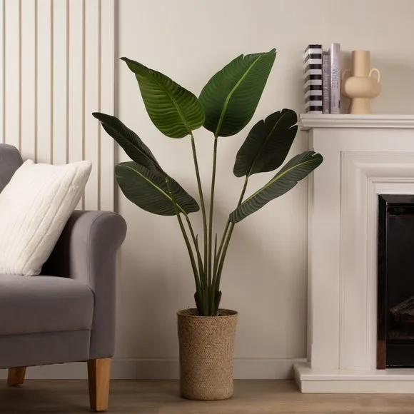 Artificial Banana Palm Tree - Green, Woven Basket image